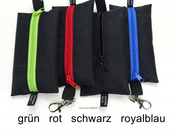 Täschchen SCHWARZ Outdoorstoff Zipper viele Farben Karabiner, TaTüTa Inhalator Kosmetik, BuntMixxDESIGN